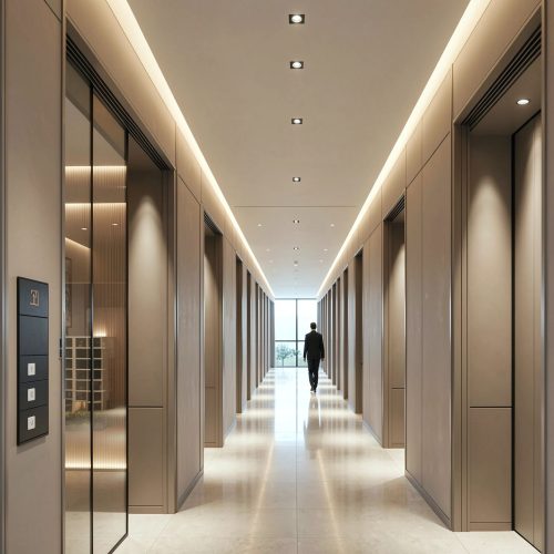ABAZA Towers architectural design – interior corridor rendering